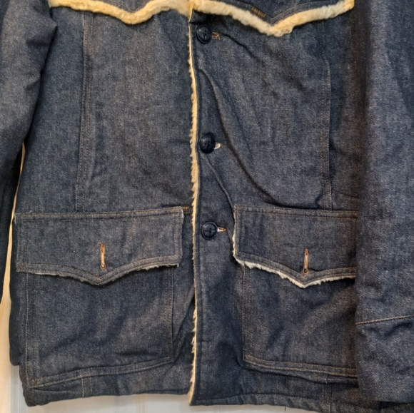 Vintage Sears Roebucks Denim Jacket Sherpa Lined Size 42 R western, - Picture 5 of 13